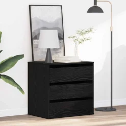 vidaXL Ladenkast 3-Lade Zwart 61 x 41 x 58 cm Bewerkt hout