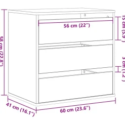 vidaXL Ladenkast 3-Lade Zwart 61 x 41 x 58 cm Bewerkt hout