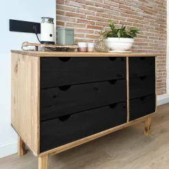 vidaXL Ladenkast OTTA Zwart 111 x 43 x 73,5 cm Massief grenenhout