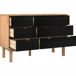 vidaXL Ladenkast OTTA Zwart 111 x 43 x 73,5 cm Massief grenenhout