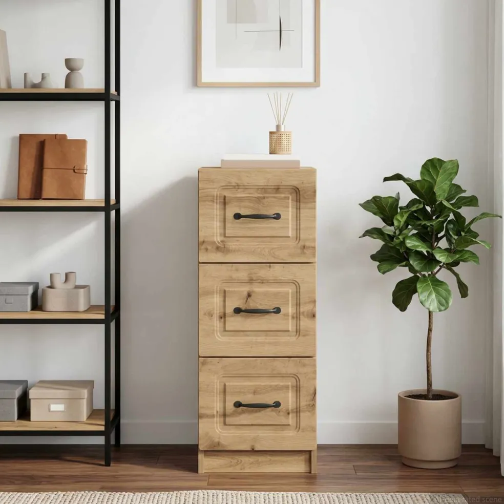 vidaXL Ladenkast 33 x 34,5 x 87 cm Bewerkt hout Artisanaal eiken