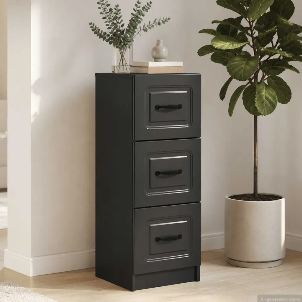 vidaXL Ladenkast Zwart 33 x 34,5 x 87 cm Bewerkt hout