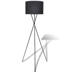 vidaXL Lampenkap voor vloerlamp met hoge standaard zwart