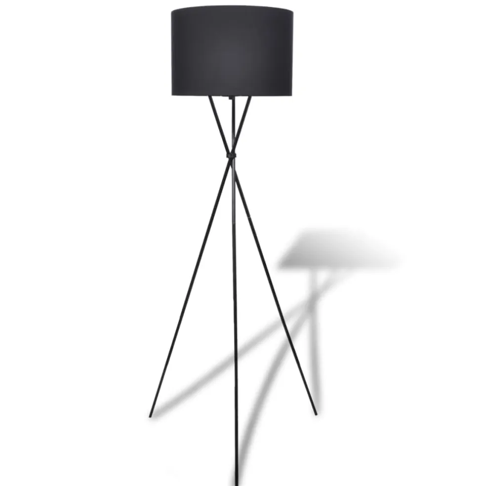 vidaXL Lampenkap voor vloerlamp met hoge standaard zwart