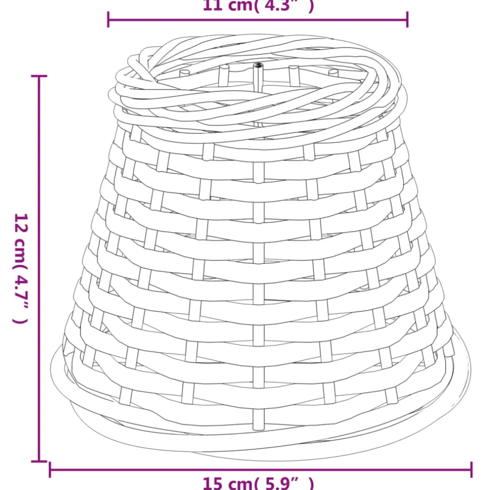 vidaXL Lampenkap Ø15x12 cm wicker bruin