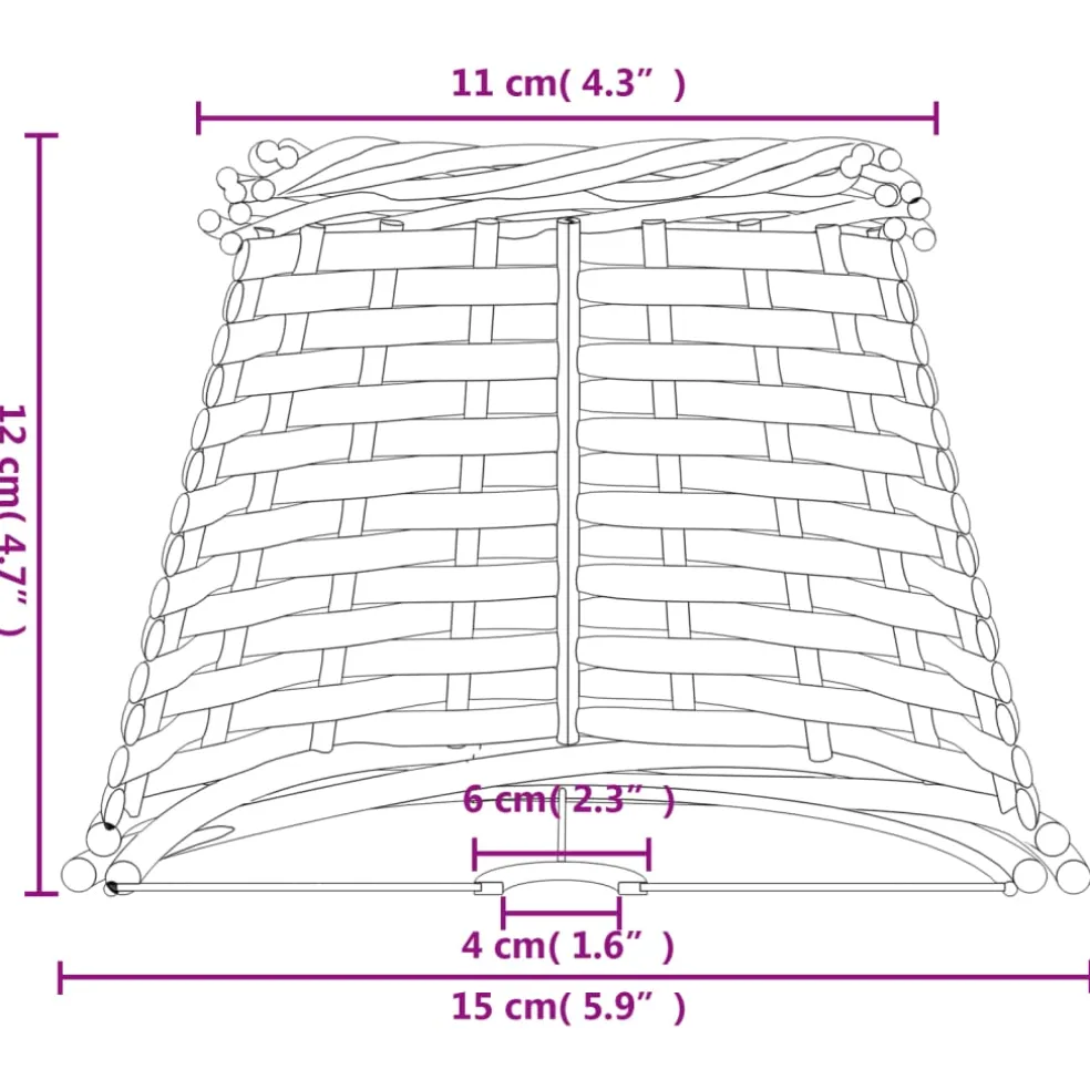 vidaXL Lampenkap Ø15x12 cm wicker bruin