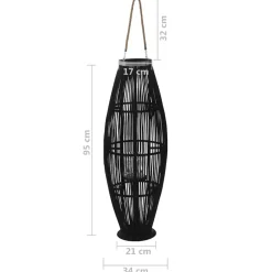 vidaXL Lantaarnhouder hangend 95 cm bamboe zwart
