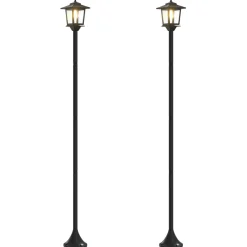 vidaXL Lantaarnpaal Set 2 st Zwart 16 x 16 x 156 cm RVS en ABS