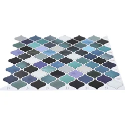 vidaXL Lanturn Tegel 10 st Blauw Groen 27 x 27 cm Polyurethaan en PET