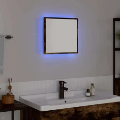 vidaXL LED Badkamer Spiegel Gerookt eiken 40 x 37 x 8.5 cm