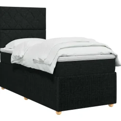 vidaXL LED Boxspring Bed met Matras Zwart 80 x 200 cm Stof