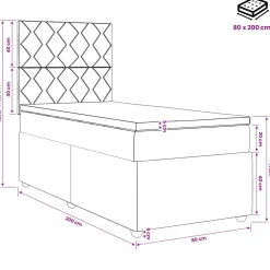 vidaXL LED Boxspring Bed met Matras Zwart 80 x 200 cm Stof