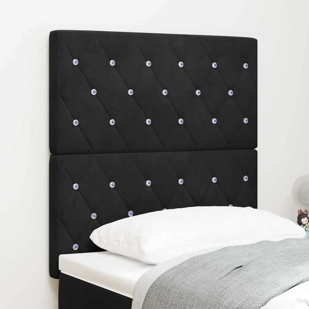 vidaXL LED Hoofdbord met LED-stripverlichting Zwart 80 cm Fluweel