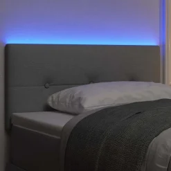 vidaXL LED Hoofdbord met LED-stripverlichting Lichtgrijs 80 cm Stof