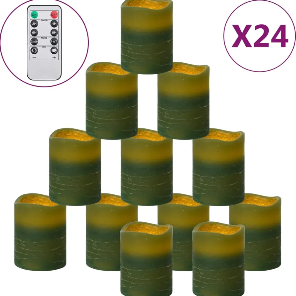 vidaXL LED-kaarsen vlamloos met afstandsbediening 24 st warmwit