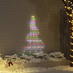vidaXL LED Kerstboom met Grondspiesjes Meerkleurig 182 cm Metaal