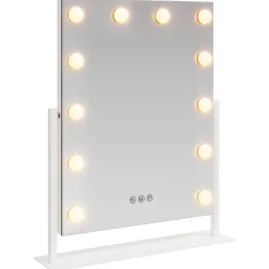 vidaXL LED Make-up Spiegel Wit 44 x 10 x 53 cm Glas en Staal