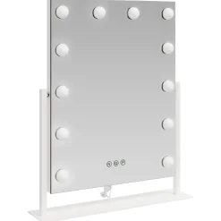 vidaXL LED Make-up Spiegel Wit 44 x 10 x 53 cm Glas en Staal