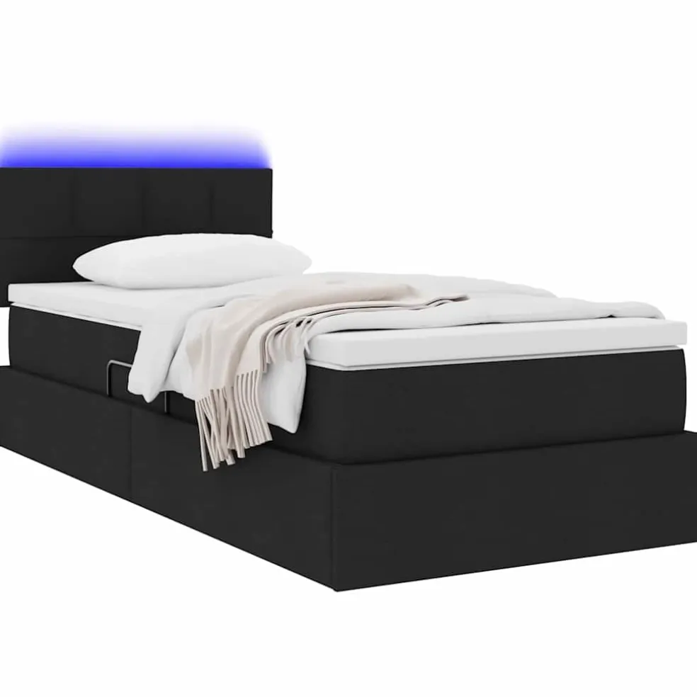 vidaXL LED Opslagbed met Matras Zwart 90 x 190 cm Stof