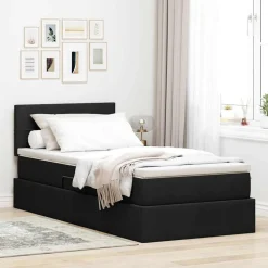 vidaXL LED Opslagbed met Matras Zwart 90 x 190 cm Stof