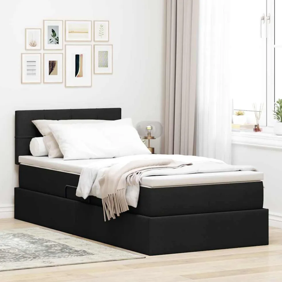vidaXL LED Opslagbed met Matras Zwart 90 x 190 cm Stof