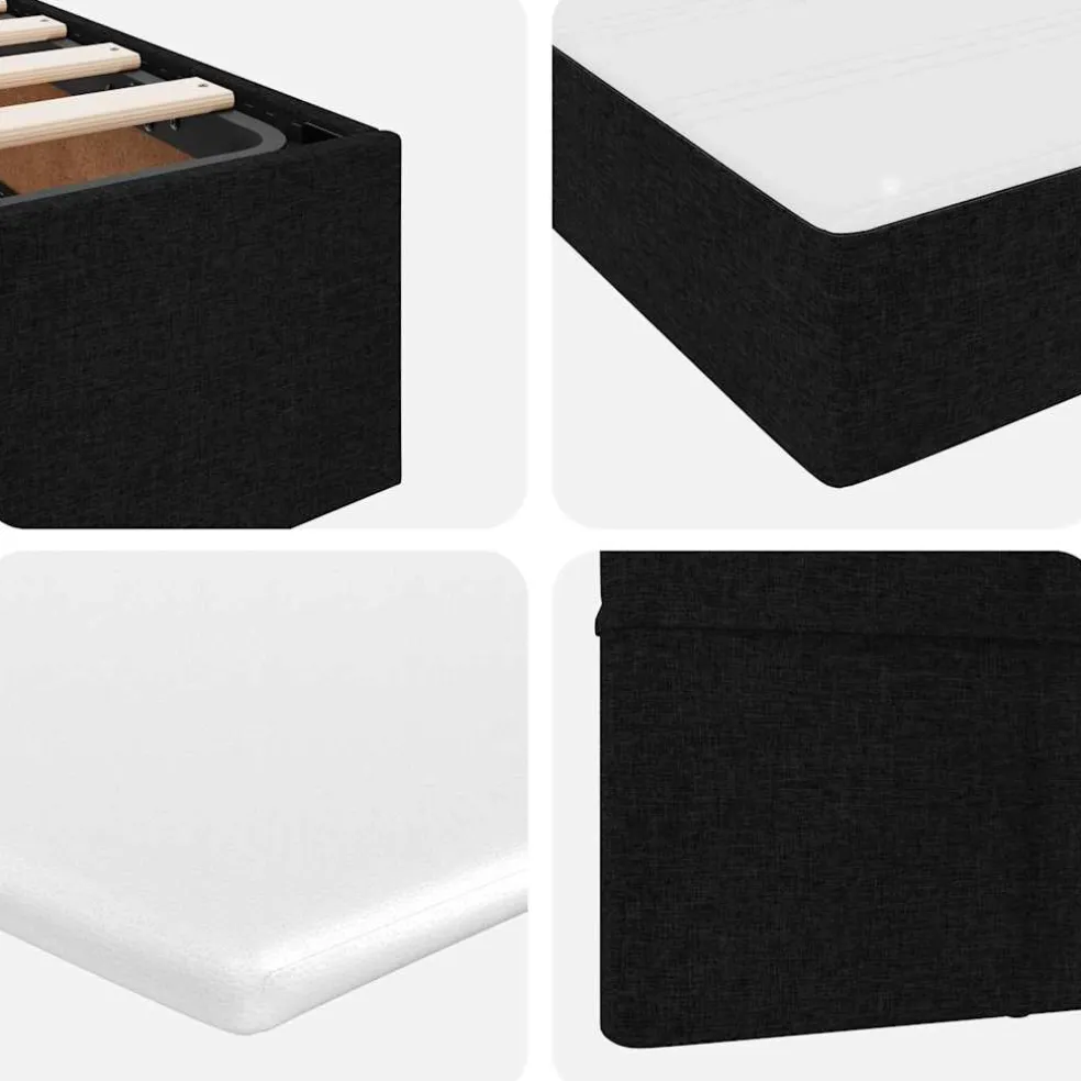 vidaXL LED Opslagbed met Matras Zwart 90 x 190 cm Stof