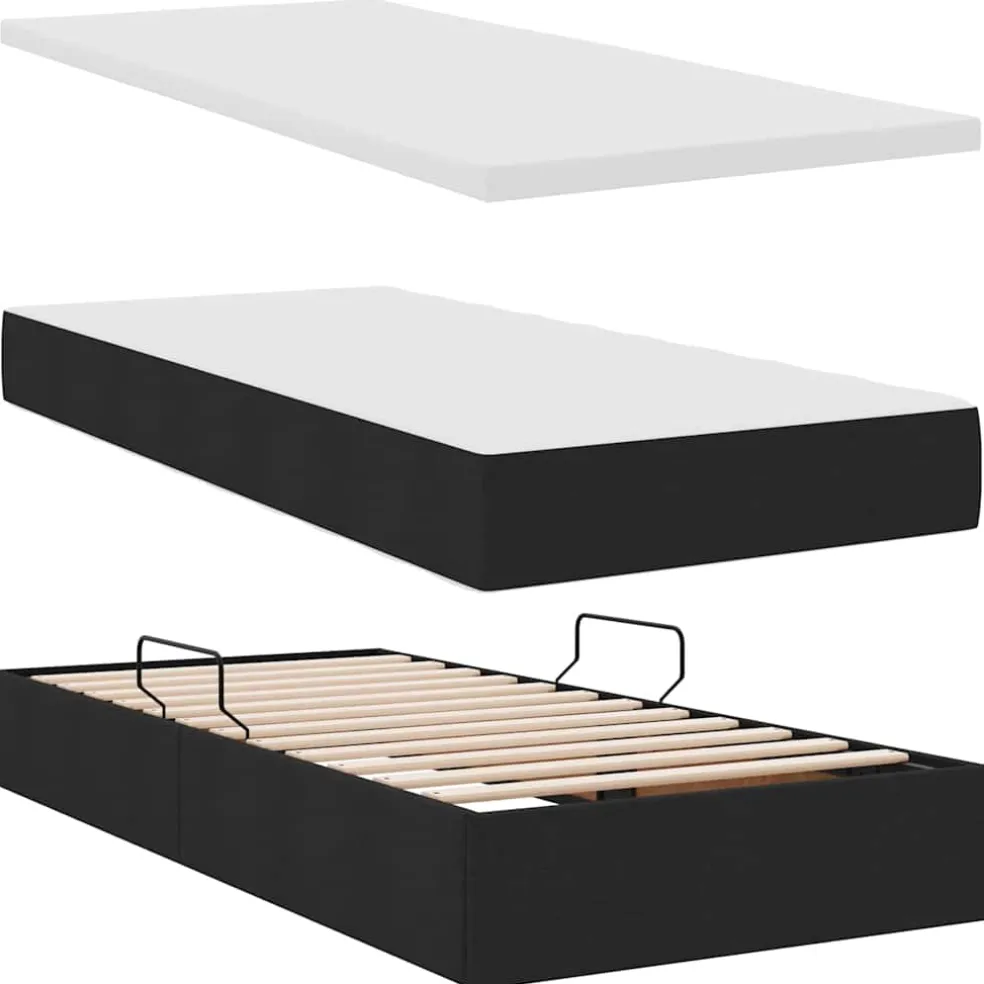 vidaXL LED Opslagbed met Matras Zwart 90 x 190 cm Stof