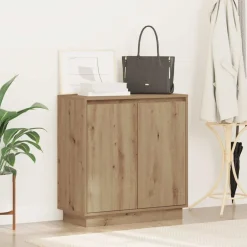 vidaXL LED Sideboard Artisanaal eiken 71 x 34,5 x 75 cm Bewerkt hout