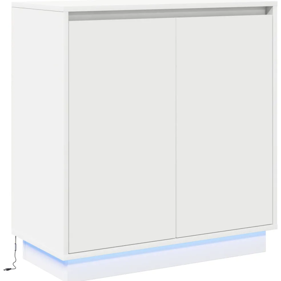 vidaXL LED Sideboard Wit 71 x 34,5 x 75 cm Bewerkt hout