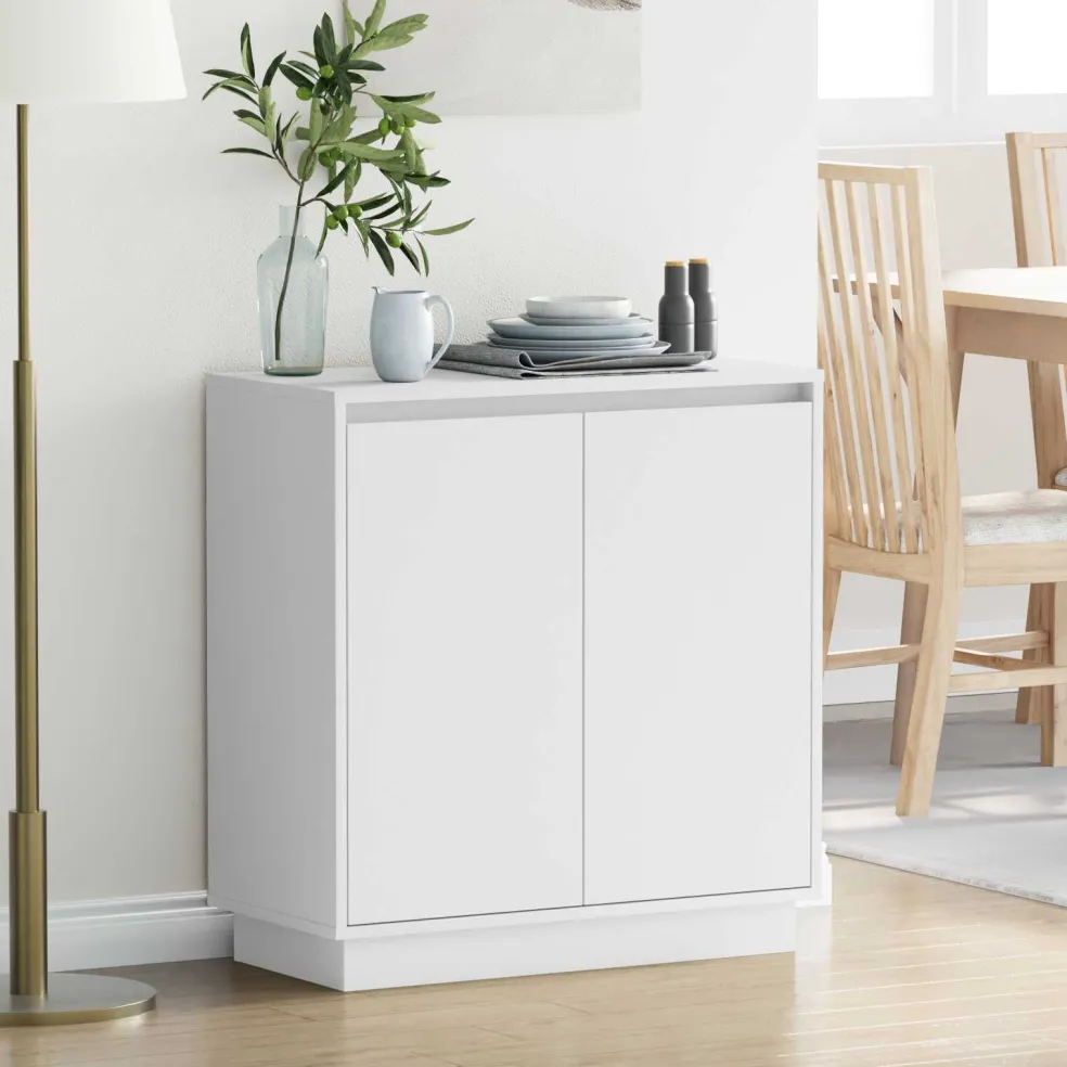 vidaXL LED Sideboard Wit 71 x 34,5 x 75 cm Bewerkt hout