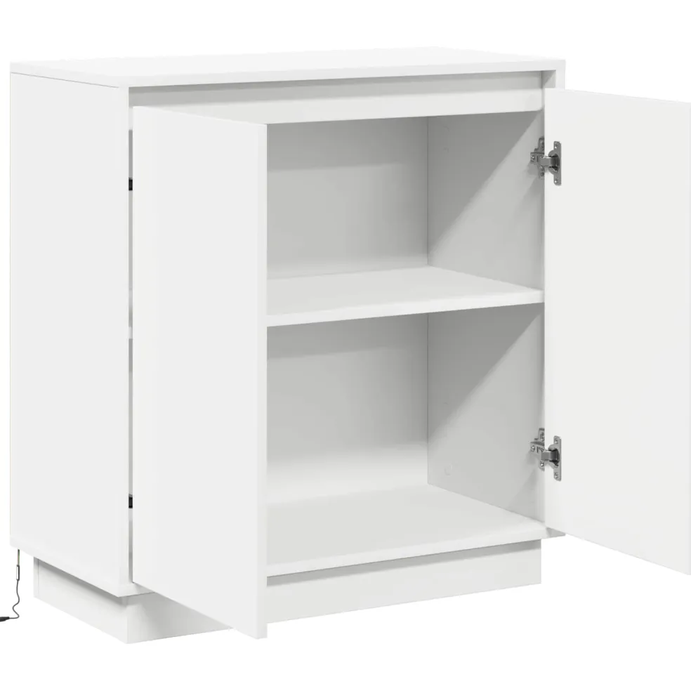 vidaXL LED Sideboard Wit 71 x 34,5 x 75 cm Bewerkt hout