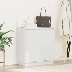 vidaXL LED Sideboard Wit 71 x 34,5 x 75 cm Bewerkt hout
