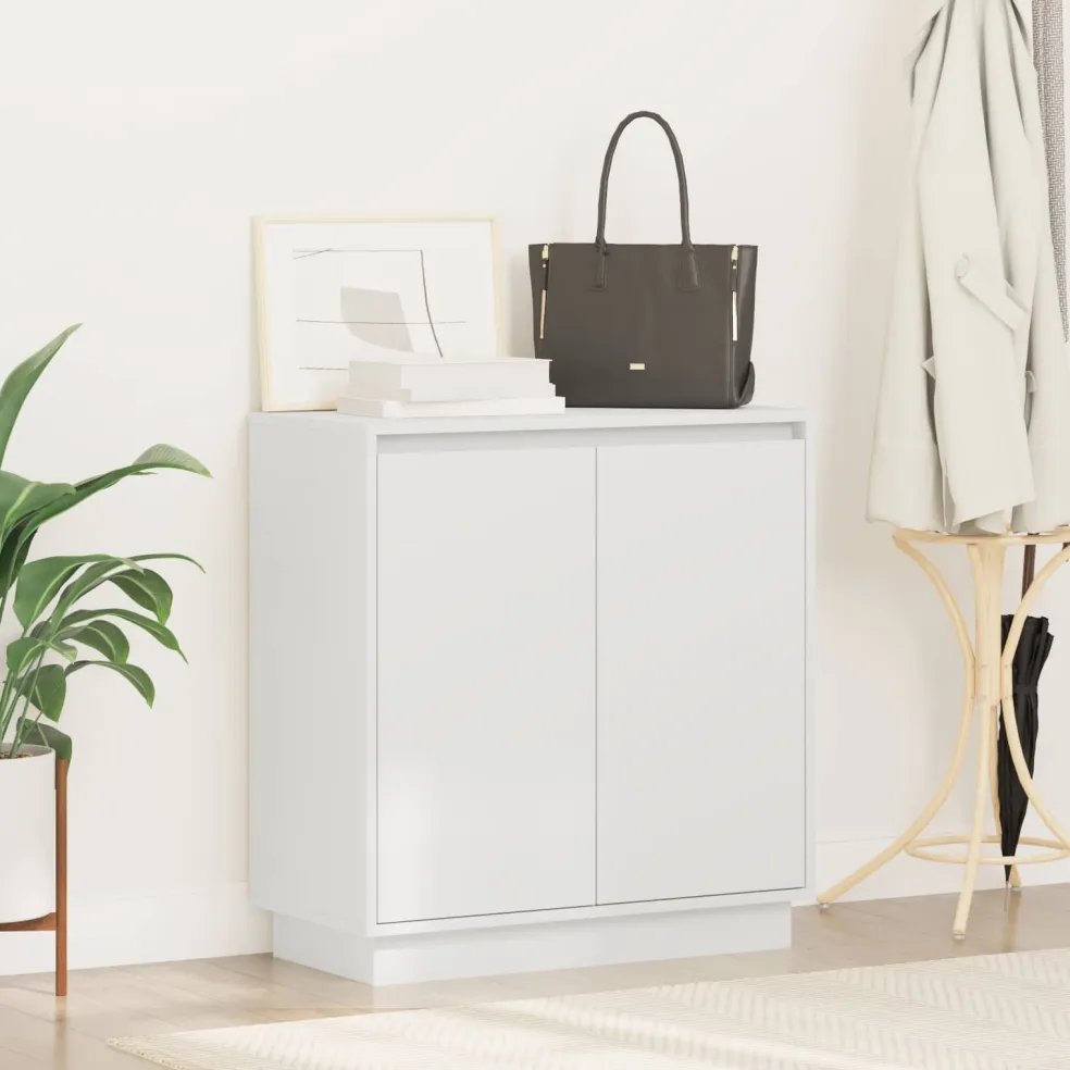 vidaXL LED Sideboard Wit 71 x 34,5 x 75 cm Bewerkt hout