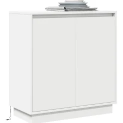 vidaXL LED Sideboard Wit 71 x 34,5 x 75 cm Bewerkt hout