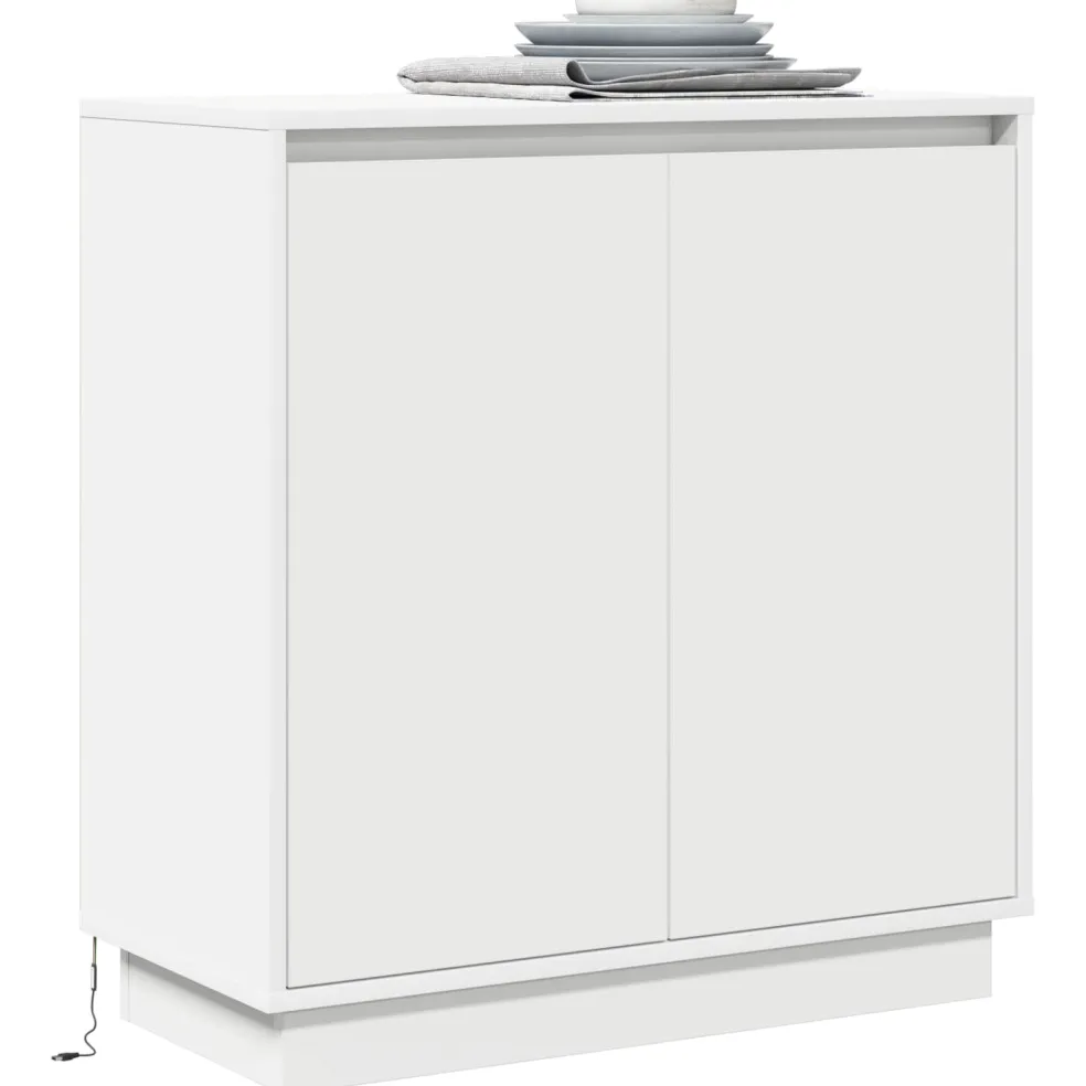 vidaXL LED Sideboard Wit 71 x 34,5 x 75 cm Bewerkt hout
