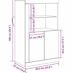 vidaXL LED Sideboard 60,5 x 37 x 100 cm Bewerkt hout Zwart Eiken