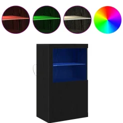 vidaXL LED Sideboard 60,5 x 37 x 100 cm Bewerkt hout Zwart Eiken