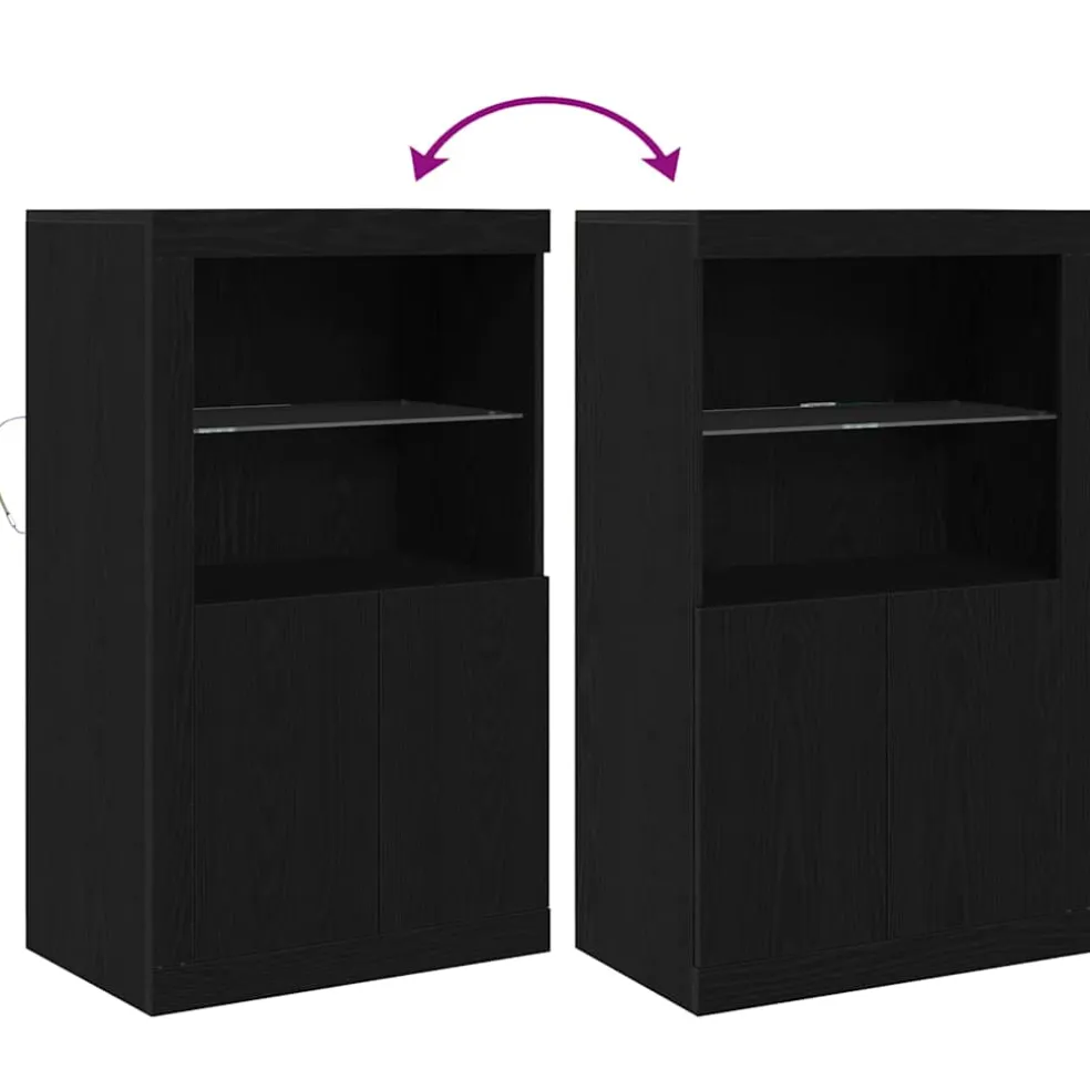 vidaXL LED Sideboard 60,5 x 37 x 100 cm Bewerkt hout Zwart Eiken