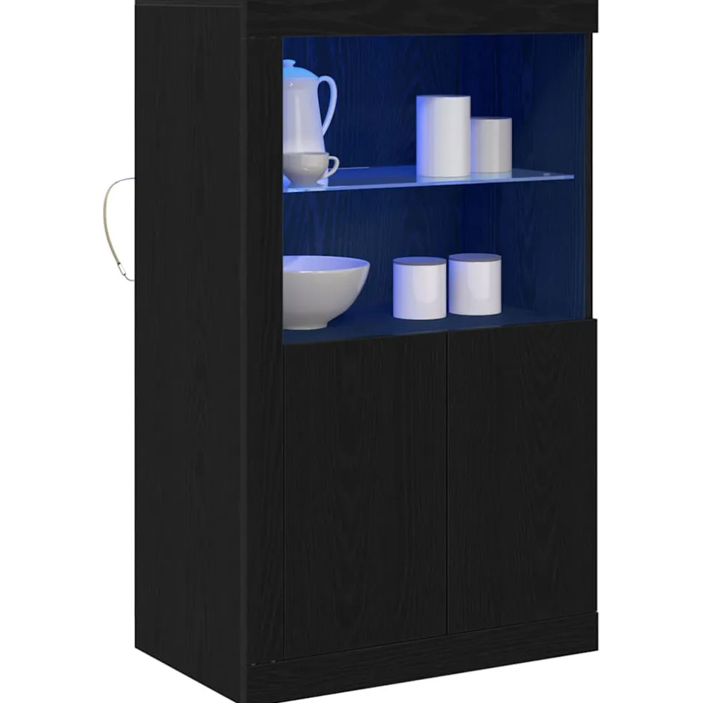 vidaXL LED Sideboard 60,5 x 37 x 100 cm Bewerkt hout Zwart Eiken
