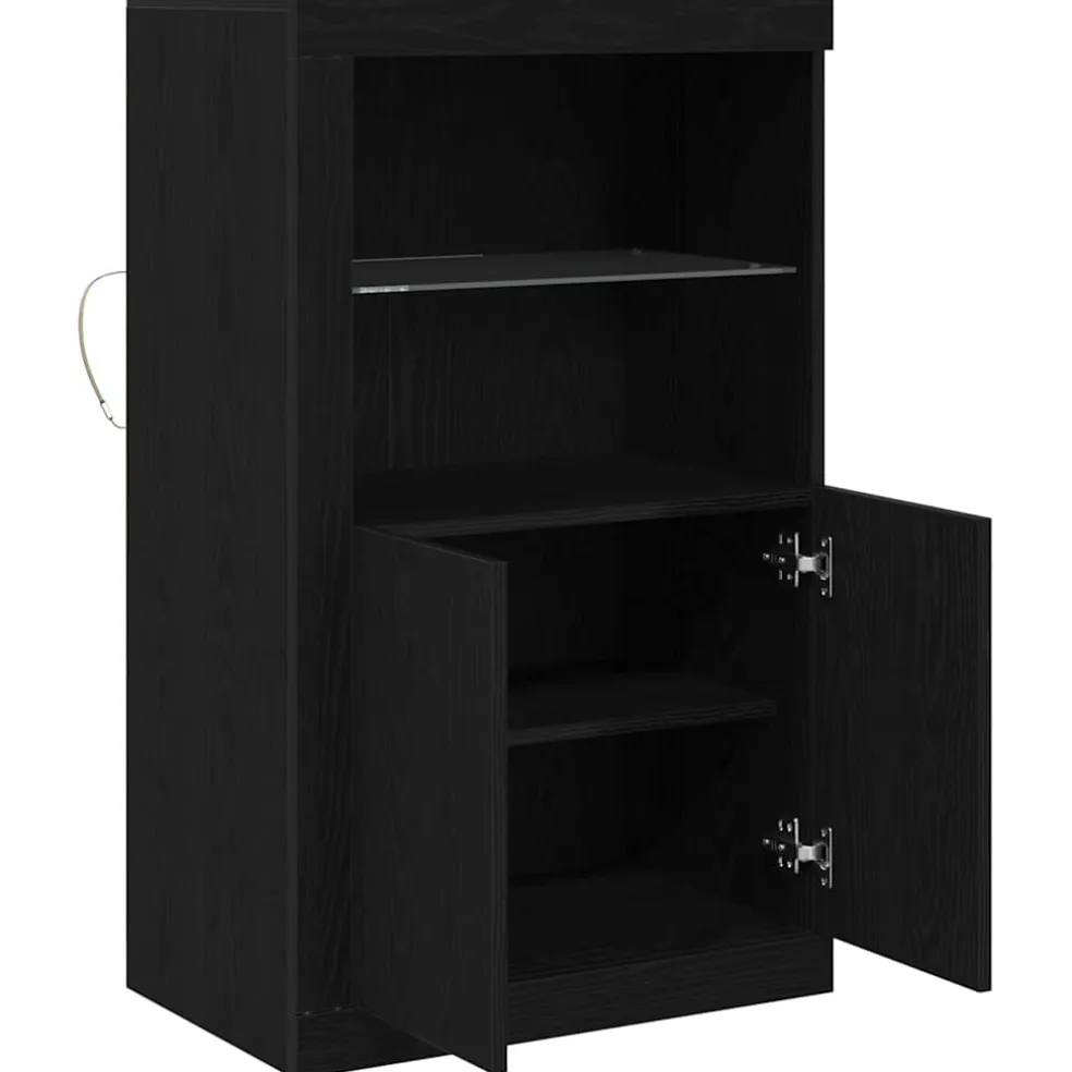vidaXL LED Sideboard 60,5 x 37 x 100 cm Bewerkt hout Zwart Eiken