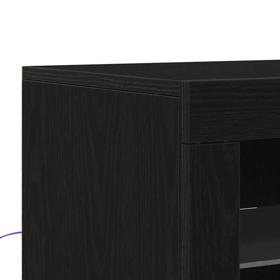 vidaXL LED Sideboard 60,5 x 37 x 100 cm Bewerkt hout Zwart Eiken