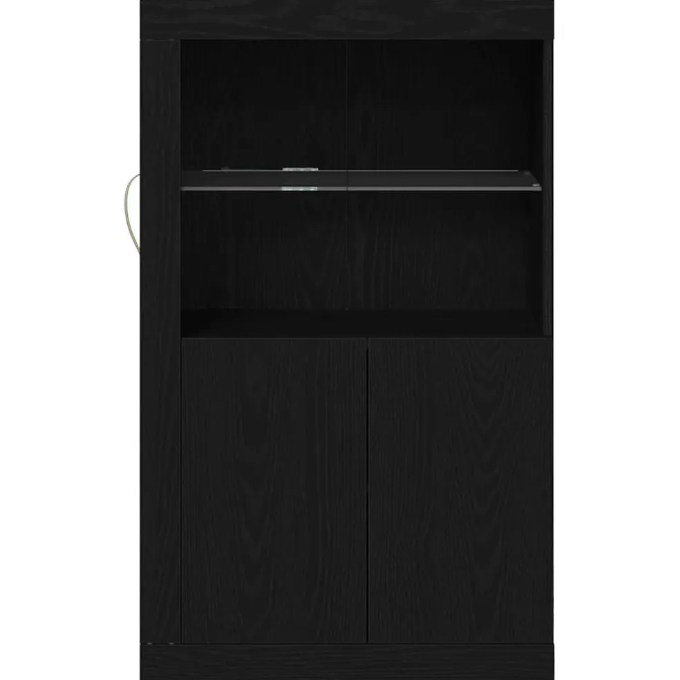 vidaXL LED Sideboard 60,5 x 37 x 100 cm Bewerkt hout Zwart Eiken