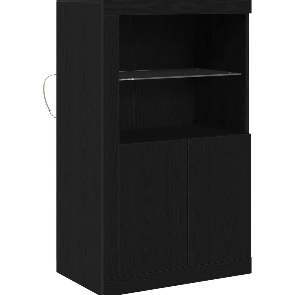 vidaXL LED Sideboard 60,5 x 37 x 100 cm Bewerkt hout Zwart Eiken