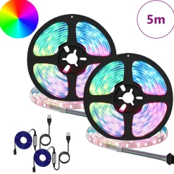 vidaXL LED-strip 2 st Zwart en transparant Koper en kunststof