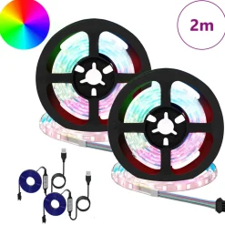 vidaXL LED-strip 2 st Zwart en transparant Koper en kunststof
