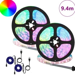 vidaXL LED-strip 2 st Zwart en transparant Koper en kunststof