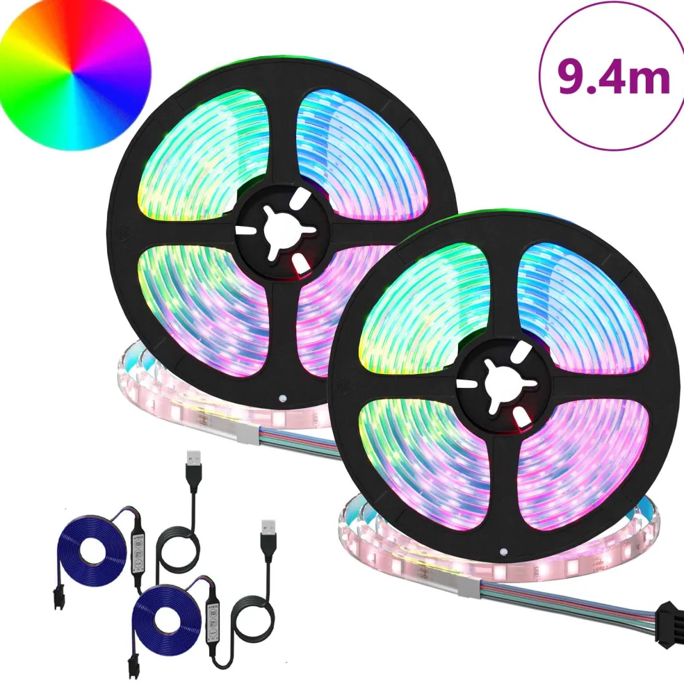 vidaXL LED-strip 2 st Zwart en transparant Koper en kunststof