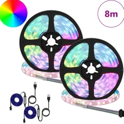 vidaXL LED-strip 2 st Zwart en transparant Koper en kunststof