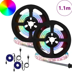 vidaXL LED-strip 2 st Zwart en transparant Koper en kunststof