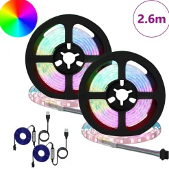 vidaXL LED-strip 2 st Zwart en transparant Koper en kunststof